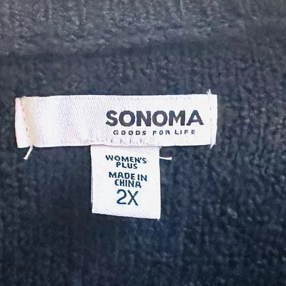 NWT SONOMA Women Long Sleeve V-Neck Pullover Oversized Black Sweater Plus Sz 2X - Picture 9 of 11